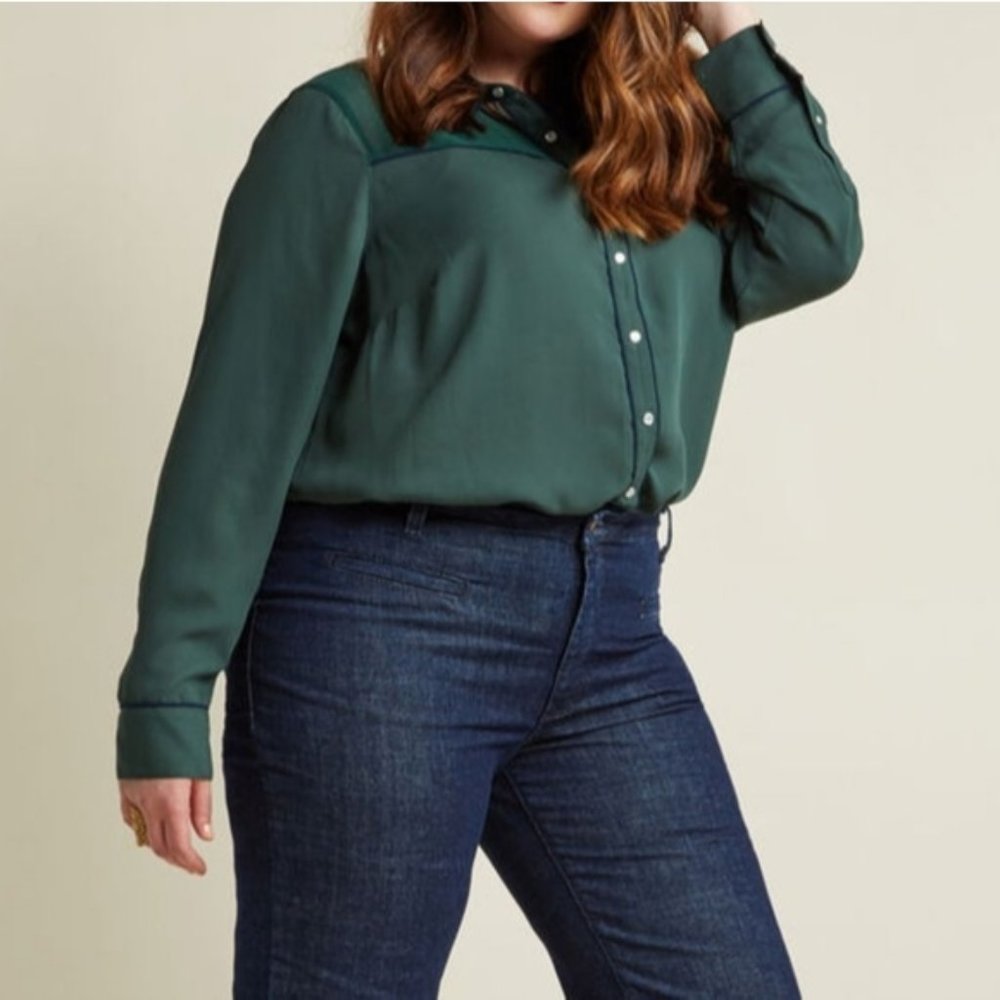 ModCloth Chiffon Western Button-Up Top